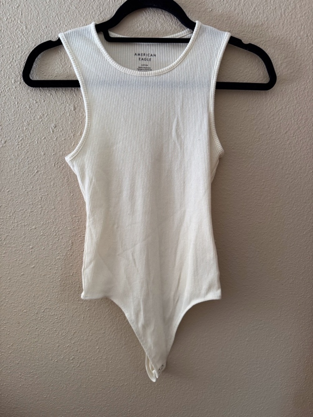 American Eagle Cream Ribbed Scoop Tank Bodysuit